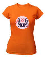 T-Shirt Στενή Γραμμή - Dog Mom - Color Thumbnail Πορτοκαλί
