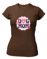 T-Shirt Στενή Γραμμή - Dog Mom - Color Thumbnail Καφέ