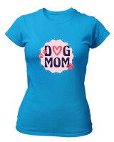 T-Shirt Στενή Γραμμή - Dog Mom - Color Thumbnail Τιρκουάζ