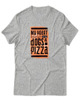 T-Shirt Αντρικό - Dogs And Pizza - Color Thumbnail Γκρι Μελανζέ
