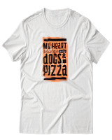 T-Shirt Αντρικό - Dogs And Pizza - Color Thumbnail Άσπρο