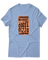 T-Shirt Αντρικό - Dogs And Pizza - Color Thumbnail Γαλάζιο