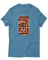 T-Shirt Αντρικό - Dogs And Pizza - Color Thumbnail Τιρκουάζ