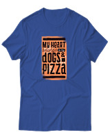 T-Shirt Αντρικό - Dogs And Pizza - Color Thumbnail Μπλε Ρουά
