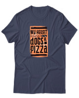 T-Shirt Αντρικό - Dogs And Pizza - Color Thumbnail Μπλε Γκρι
