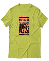 T-Shirt Αντρικό - Dogs And Pizza - Color Thumbnail Λαχανί