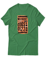 T-Shirt Αντρικό - Dogs And Pizza - Color Thumbnail Πράσινο