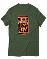 T-Shirt Αντρικό - Dogs And Pizza - Color Thumbnail Κυπαρισσί