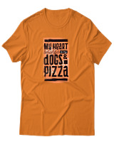 T-Shirt Αντρικό - Dogs And Pizza - Color Thumbnail Πορτοκαλί