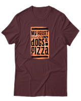 T-Shirt Αντρικό - Dogs And Pizza - Color Thumbnail Μπορντό
