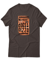 T-Shirt Αντρικό - Dogs And Pizza - Color Thumbnail Καφέ