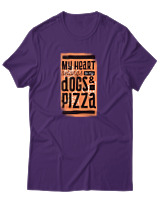 T-Shirt Αντρικό - Dogs And Pizza - Color Thumbnail Σκούρο Μωβ