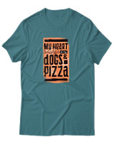T-Shirt Αντρικό - Dogs And Pizza - Color Thumbnail Μπλε Πράσινο
