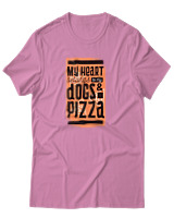 T-Shirt Αντρικό - Dogs And Pizza - Color Thumbnail Ροζ