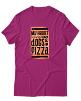 T-Shirt Αντρικό - Dogs And Pizza - Color Thumbnail Φουξια