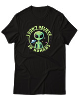 T-Shirt Αντρικό - Dont Believe In Humans - Color Thumbnail Μαύρο