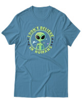 T-Shirt Αντρικό - Dont Believe In Humans - Color Thumbnail Τιρκουάζ