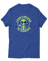 T-Shirt Αντρικό - Dont Believe In Humans - Color Thumbnail Μπλε Ρουά