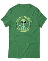 T-Shirt Αντρικό - Dont Believe In Humans - Color Thumbnail Πράσινο