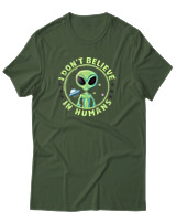 T-Shirt Αντρικό - Dont Believe In Humans - Color Thumbnail Κυπαρισσί