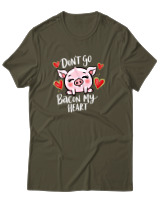 T-Shirt Αντρικό - Dont Go Bacon My Heart - Color Thumbnail Χακί