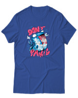 T-Shirt Αντρικό - Don't Panic - Color Thumbnail Μπλε Ρουά