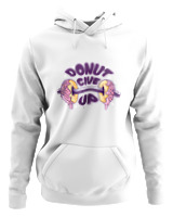 Φούτερ με κουκούλα Αντρικό - Donut Give Up - Color Thumbnail ΄Ασπρο