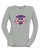 Μακρυμάνικο Μακό Γυναικείο - Donut Give Up - Color Thumbnail Γκρι Μελανζέ