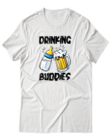 T-Shirt Αντρικό - Drinking Buddies - Color Thumbnail Άσπρο