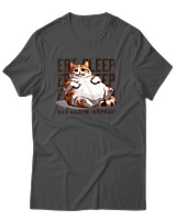 T-Shirt Αντρικό - Eat Again Repeat Cat - Color Thumbnail Ανθρακί