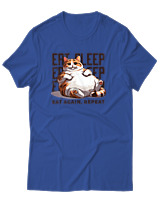 T-Shirt Αντρικό - Eat Again Repeat Cat - Color Thumbnail Μπλε Ρουά