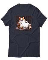 T-Shirt Αντρικό - Eat Again Repeat Cat - Color Thumbnail Σκούρο Μπλε