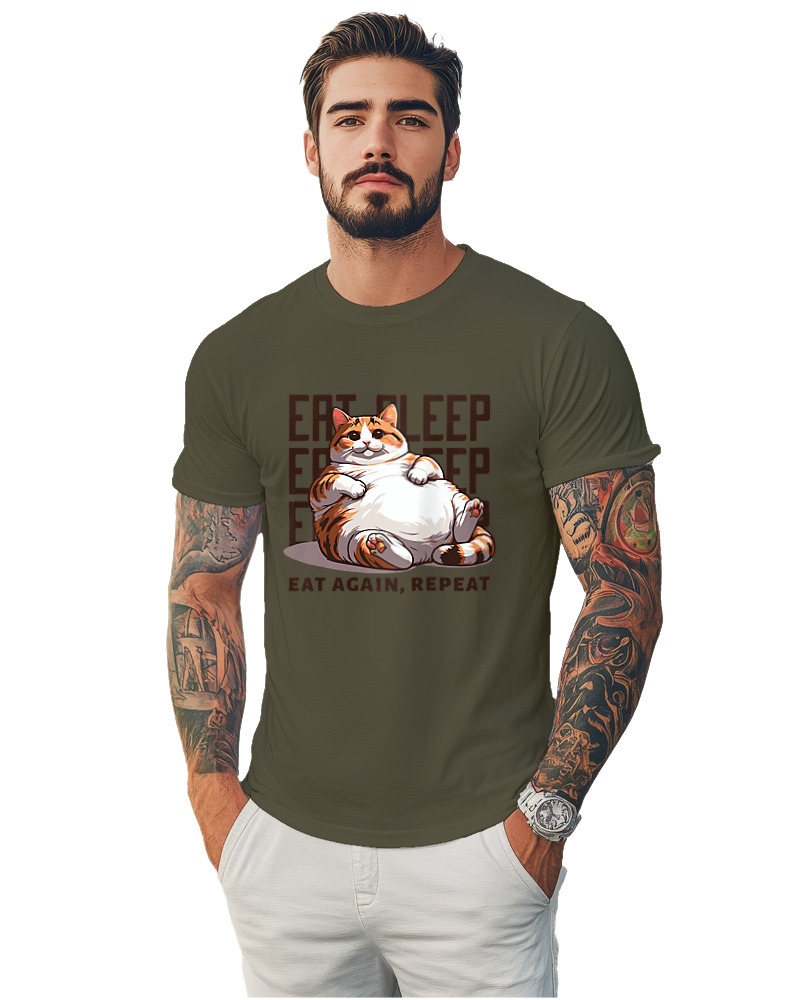 T-Shirt Αντρικό - Eat Again Repeat Cat - Image 1