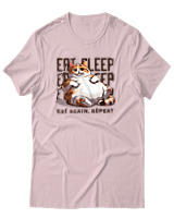 T-Shirt Αντρικό - Eat Again Repeat Cat - Color Thumbnail Απαλό Ροζ