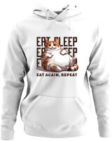 Φούτερ με κουκούλα - Eat Again Repeat Cat - Color Thumbnail ΄Ασπρο