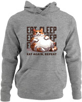 Φούτερ με κουκούλα - Eat Again Repeat Cat - Color Thumbnail Γκρι Μελανζέ
