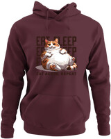 Φούτερ με κουκούλα - Eat Again Repeat Cat - Color Thumbnail Marron