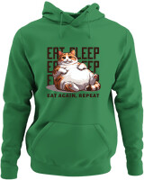 Φούτερ με κουκούλα - Eat Again Repeat Cat - Color Thumbnail Kelly Green