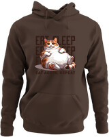 Φούτερ με κουκούλα - Eat Again Repeat Cat - Color Thumbnail Καφέ