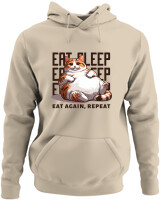 Φούτερ με κουκούλα - Eat Again Repeat Cat - Color Thumbnail Μπέζ