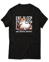 T-Shirt Αντρικό - Eat Again Repeat Cat - Color Thumbnail Μαύρο