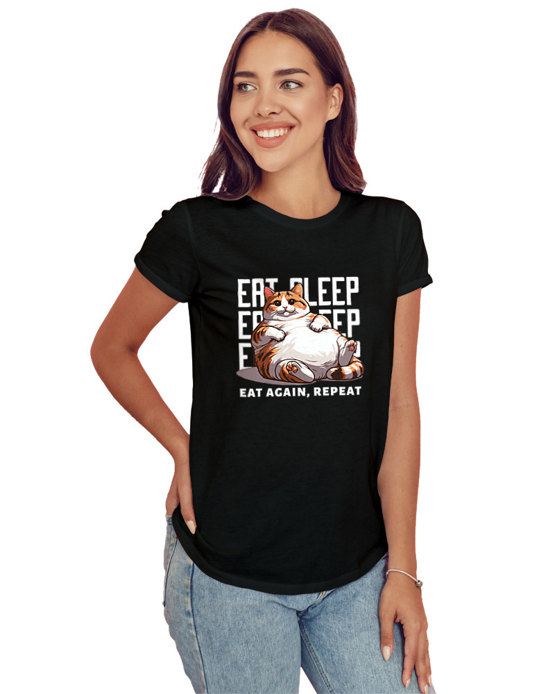 T-Shirt Στενή Γραμμή - Eat Again Repeat Cat - Image 1