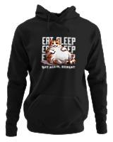 Φούτερ με κουκούλα - Eat Again Repeat Cat - Color Thumbnail Μαύρο
