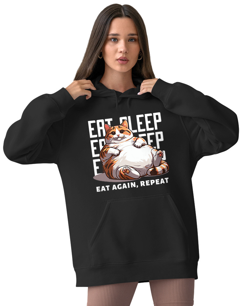 Φούτερ με κουκούλα - Eat Again Repeat Cat - Image 2