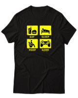 T-Shirt Αντρικό - Eat Sleep Game Repeat - Color Thumbnail Μαύρο