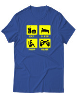 T-Shirt Αντρικό - Eat Sleep Game Repeat - Color Thumbnail Μπλε Ρουά