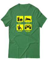 T-Shirt Αντρικό - Eat Sleep Game Repeat - Color Thumbnail Πράσινο