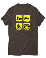 T-Shirt Αντρικό - Eat Sleep Game Repeat - Color Thumbnail Καφέ