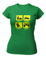 T-Shirt Στενή Γραμμή Γυναικείο - Eat Sleep Game Repeat - Color Thumbnail Πράσινο