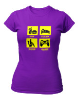 T-Shirt Στενή Γραμμή Γυναικείο - Eat Sleep Game Repeat - Color Thumbnail Σκούρο Μωβ
